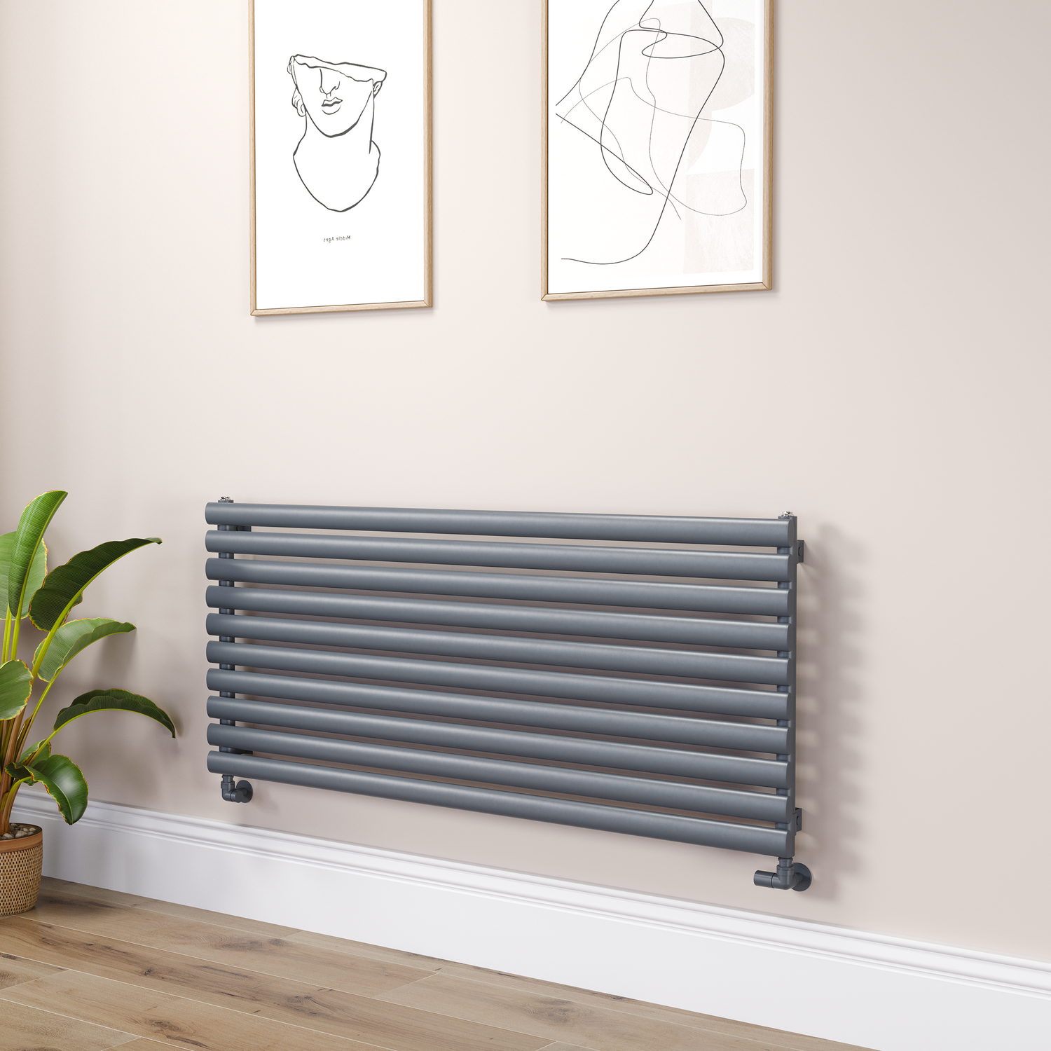 Sorrento Dark Grey Anthracite Oval Designer Radiator 590x1400mm Single ...