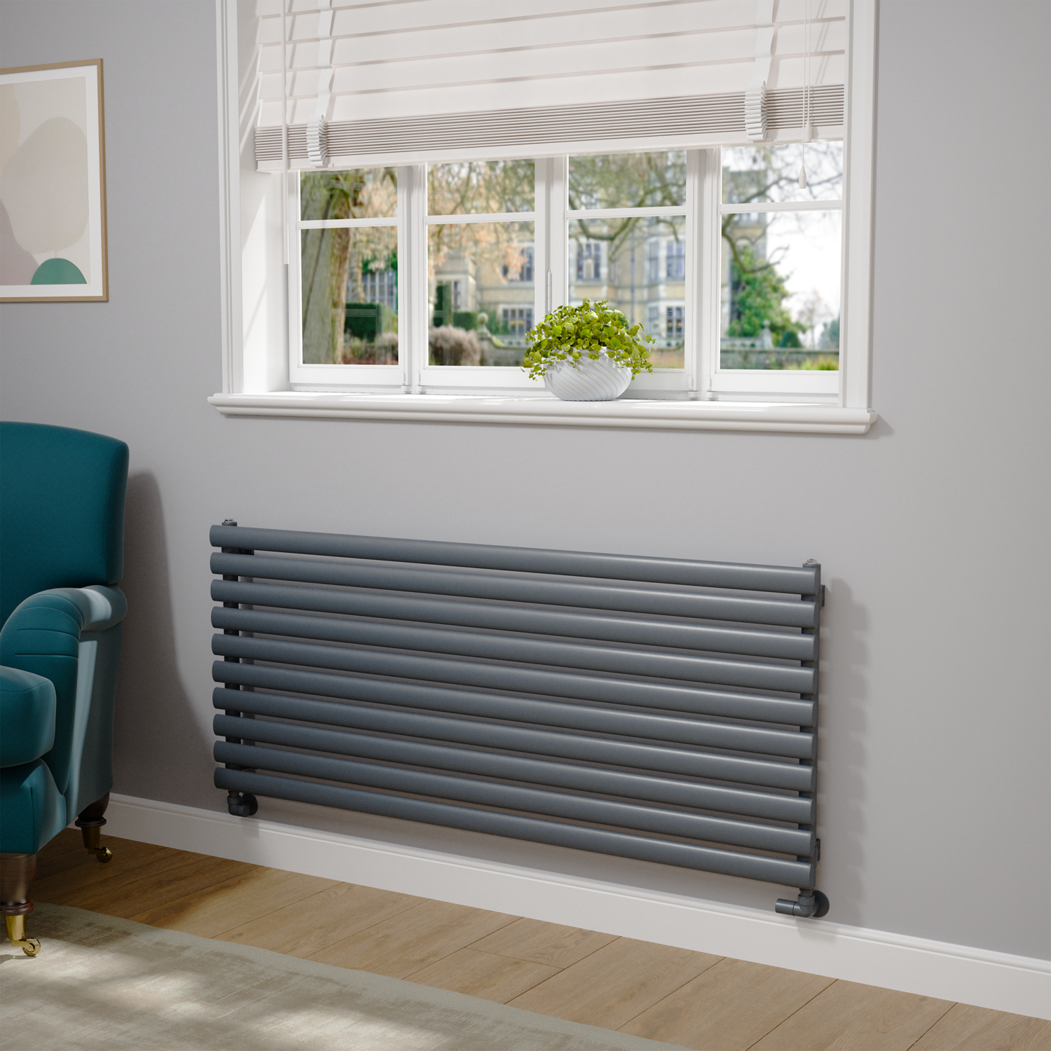 Sorrento Dark Grey Anthracite Oval Designer Radiator 590x1400mm Single ...