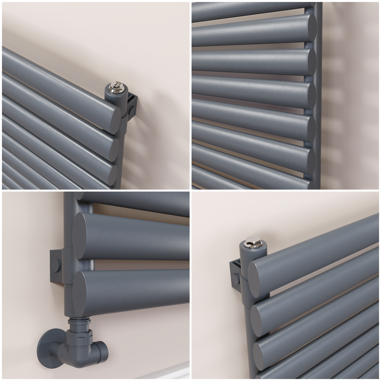 Sorrento Linea Dark Grey Anthracite Oval Designer Radiator 590x1400mm ...