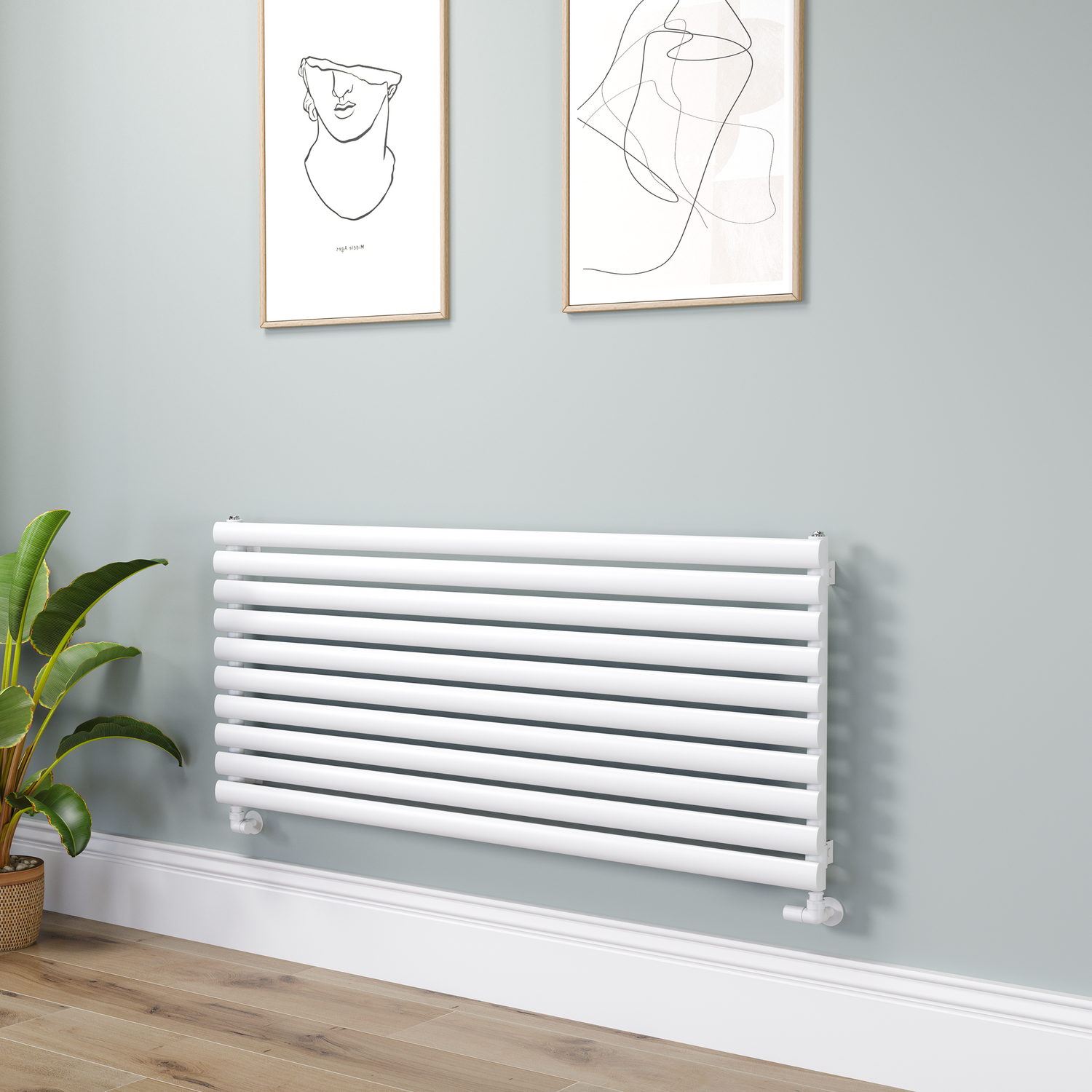 Sorrento White Oval Designer Radiator 590X1400mm Single Panel 3317 Btu