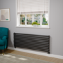 Sorrento Linea Black Oval Designer Radiator 590x1600mm Single Panel 3782 BTU - Horizontal Bars