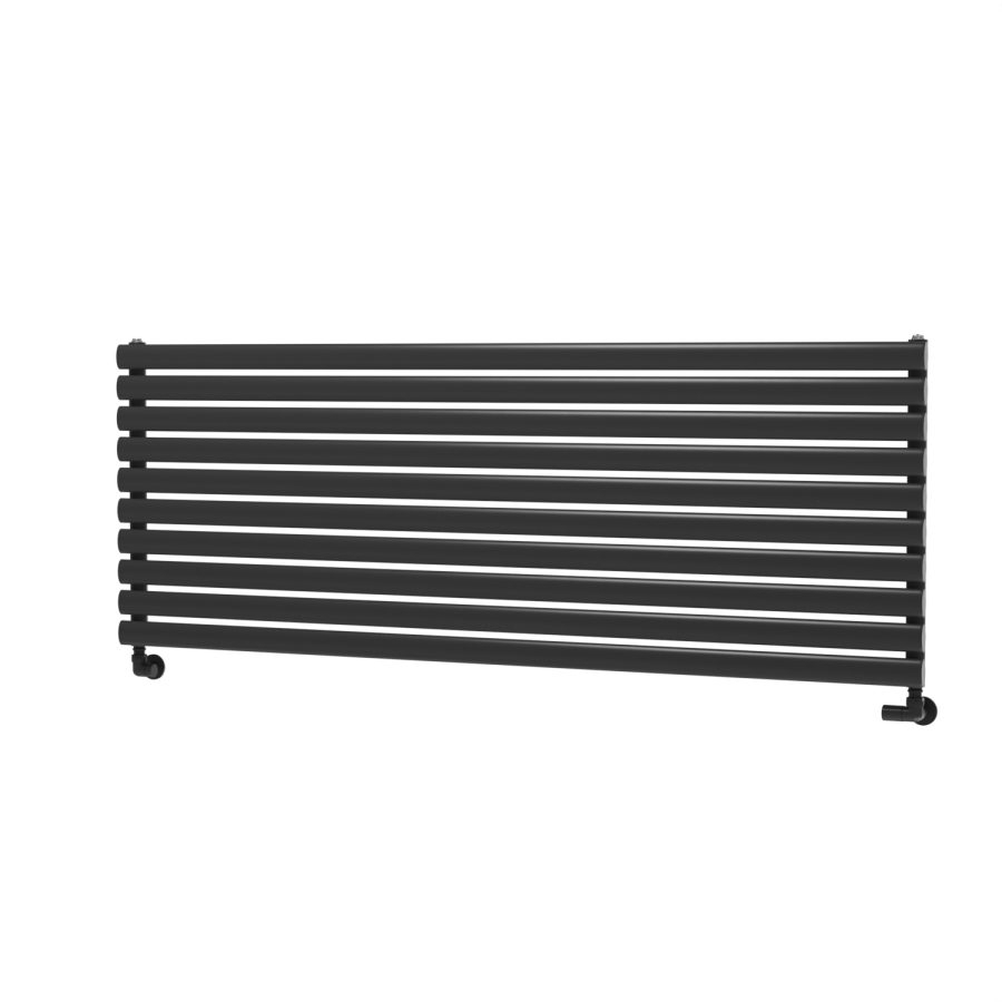 Sorrento Linea Black Oval Designer Radiator 590x1600mm Single Panel 3782 BTU - Horizontal Bars