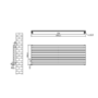 Sorrento Linea Black Oval Designer Radiator 590x1600mm Single Panel 3782 BTU - Horizontal Bars