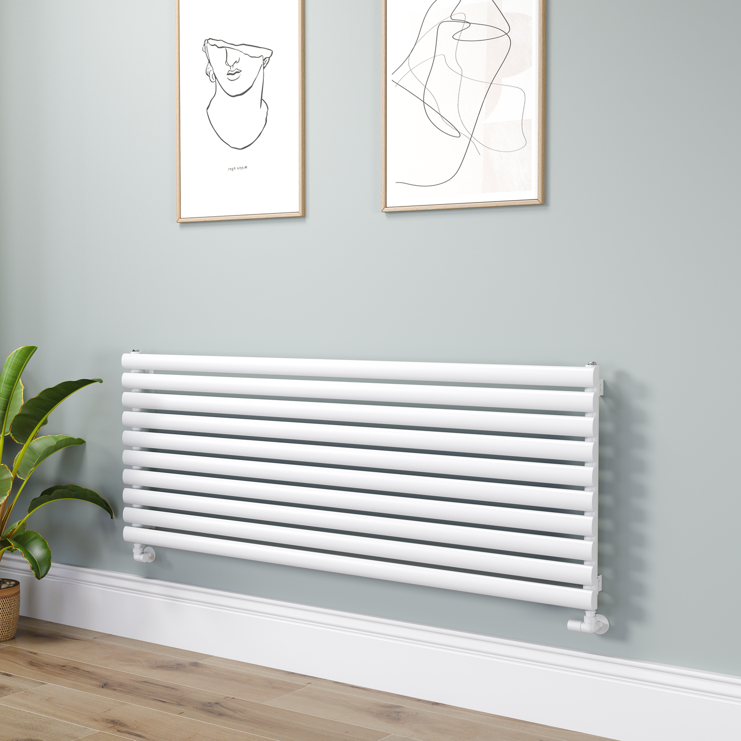 Sorrento White Oval Designer Radiator 590X1600mm Single Panel 3782 Btu
