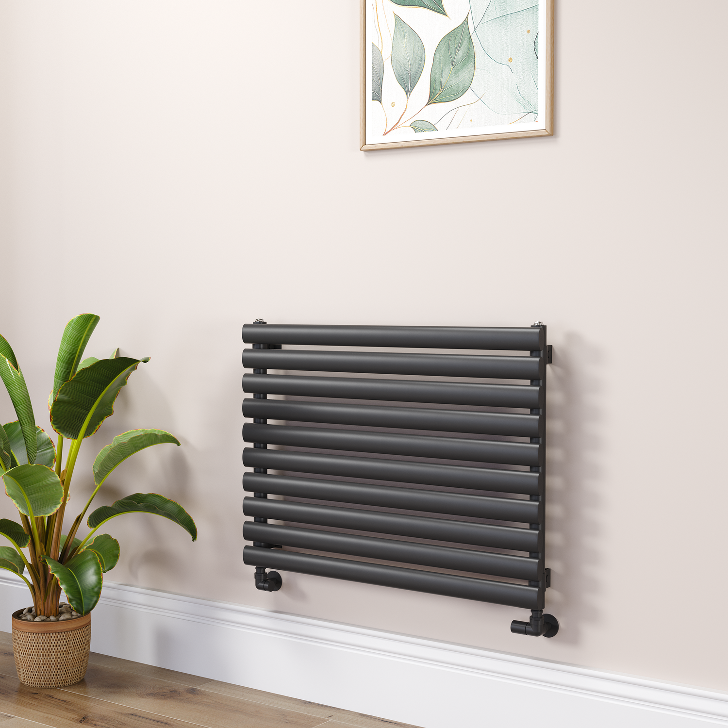 Sorrento Midnight Black Oval Designer Radiator 590X800mm Single Panel 1983 Btu