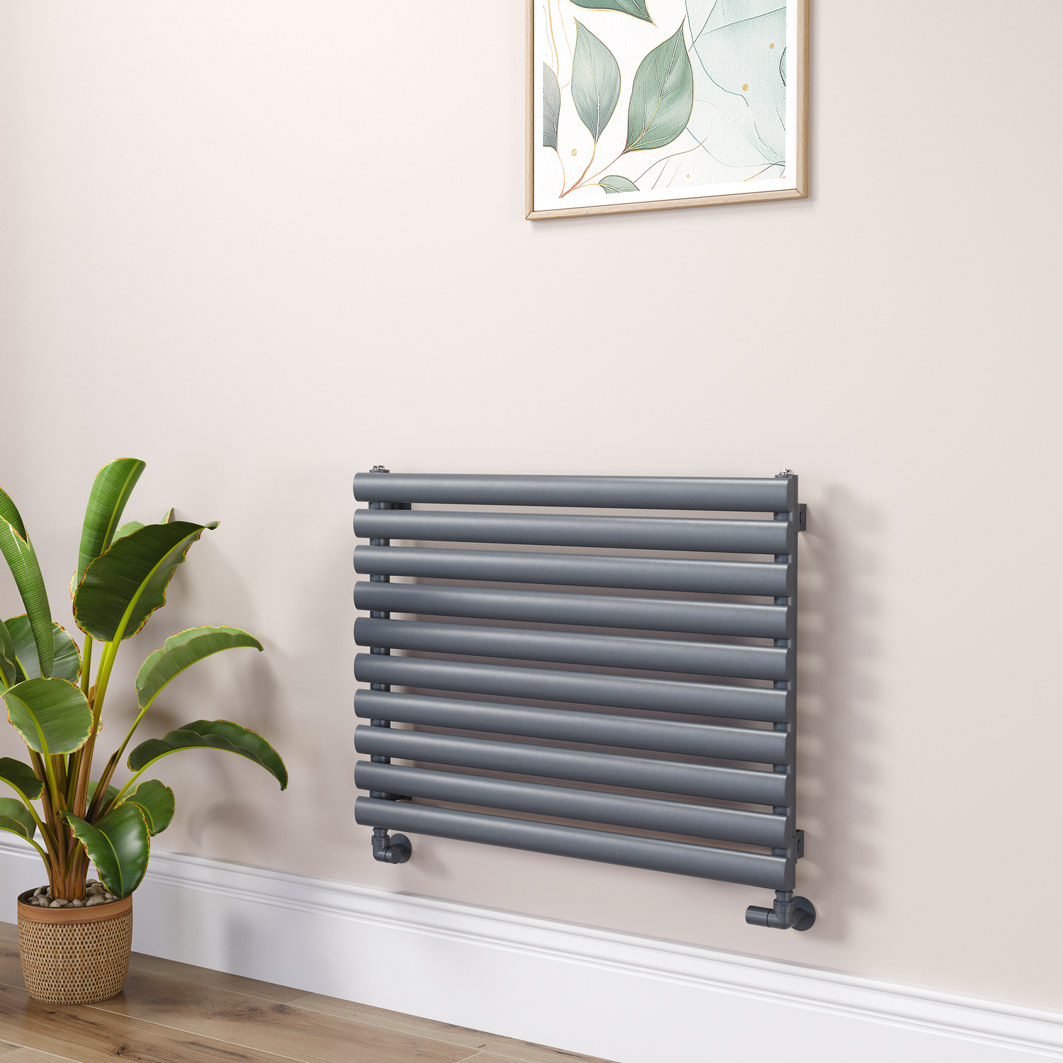 Sorrento Dark Grey Anthracite Oval Designer Radiator 590X800mm Single Panel 1983 Btu