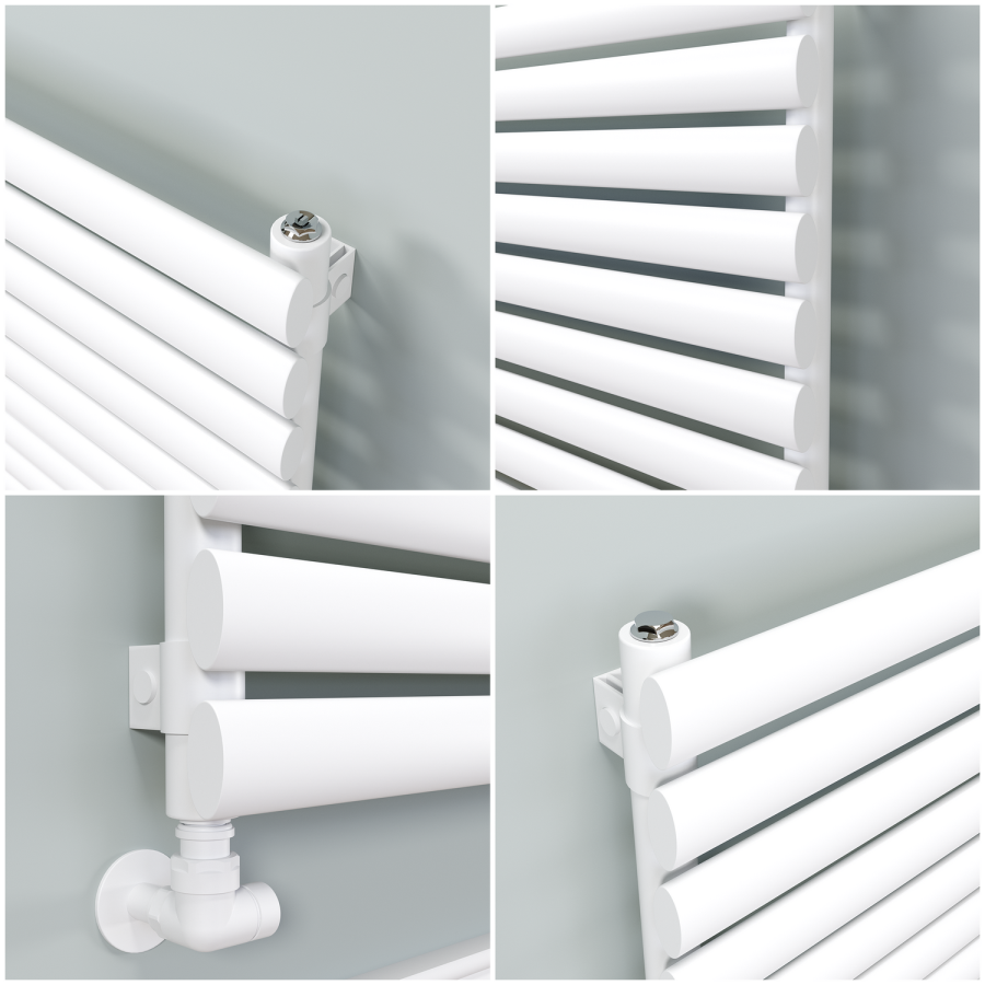 Sorrento Linea White Oval Designer Radiator 590x800mm Single Panel 1983 BTU - Horizontal Bars