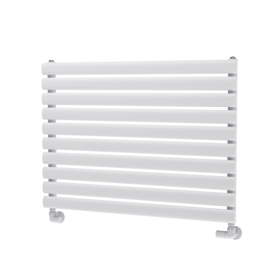 Sorrento Linea White Oval Designer Radiator 590x800mm Single Panel 1983 BTU - Horizontal Bars