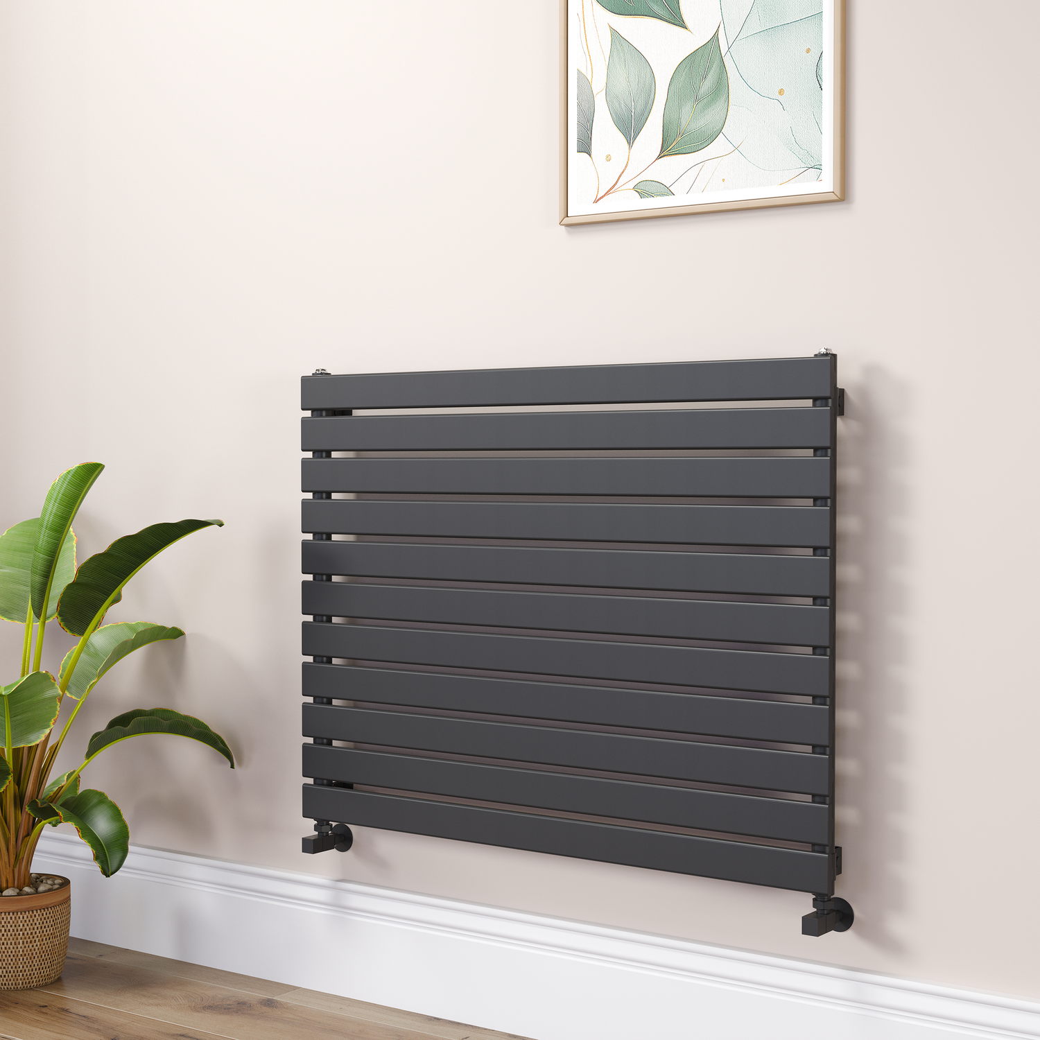 Riace Midnight Black Flat Designer Radiator 770X1000mm Single Panel 2973 Btu