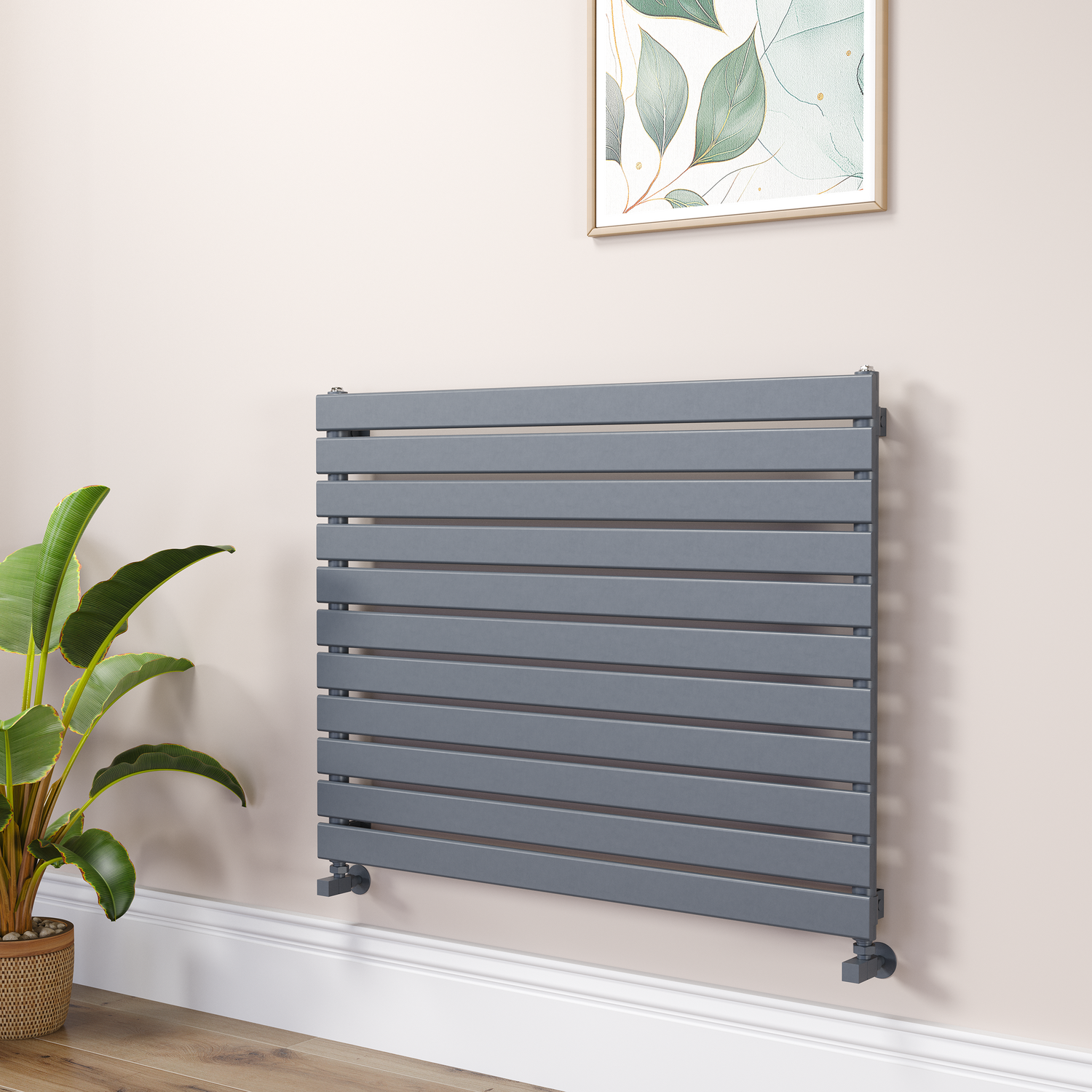 Riace Dark Grey Anthracite Linea Flat Designer Radiator 770X1000mm Single Panel 2973 Btu - Horizontal Bars