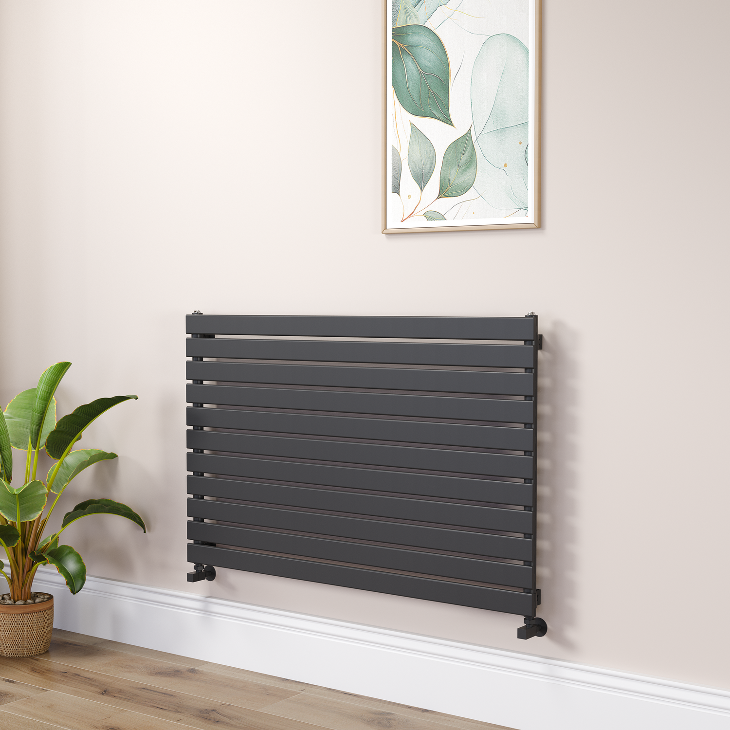Riace Midnight Black Flat Designer Radiator 770X1200mm Single Panel 3519 Btu