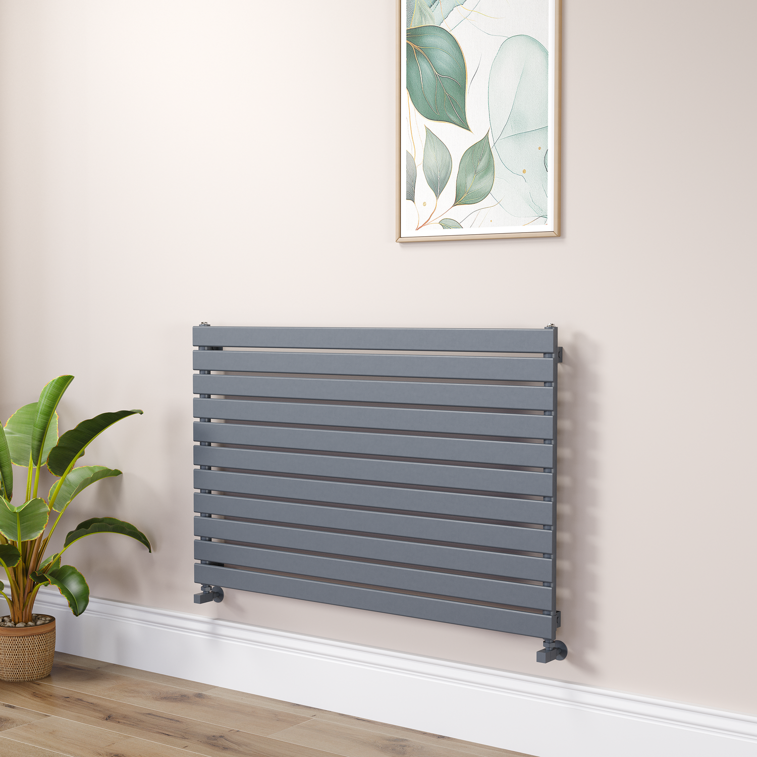 Riace Dark Grey Anthracite Flat Designer Radiator 770X1200mm Single Panel 3519 Btu