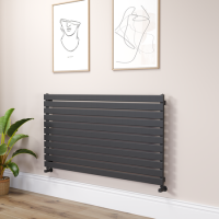 Riace Linea Midnight Black Flat Designer Radiator 770x1400mm Single Panel 4072 BTU - Horizontal Bars