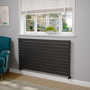 Riace Linea Midnight Black Flat Designer Radiator 770x1400mm Single Panel 4072 BTU - Horizontal Bars