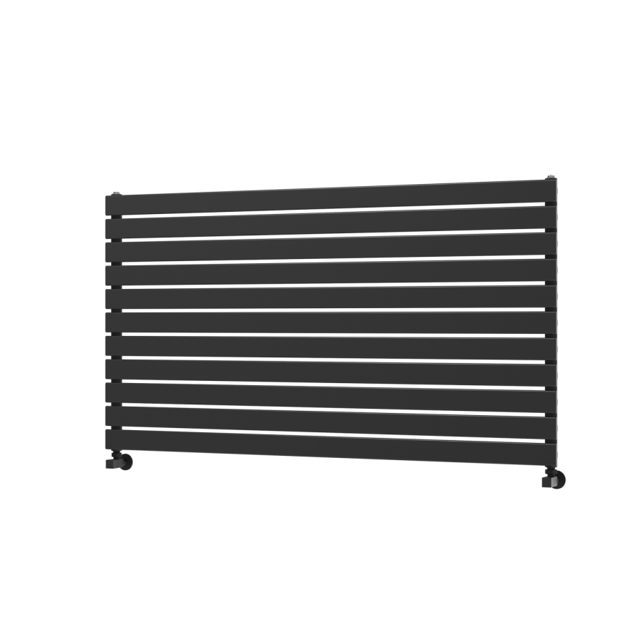 Riace Linea Midnight Black Flat Designer Radiator 770x1400mm Single Panel 4072 BTU - Horizontal Bars
