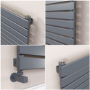 Riace Linea Dark Grey Anthracite Flat Designer Radiator 770x1400mm Single Panel 4072 BTU - Horizontal Bars