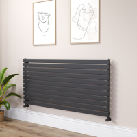 Riace Linea Midnight Black Flat Designer Radiator 770x1600mm Single Panel 4638 BTU - Horizontal Bars