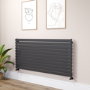 Riace Linea Midnight Black Flat Designer Radiator 770x1600mm Single Panel 4638 BTU - Horizontal Bars