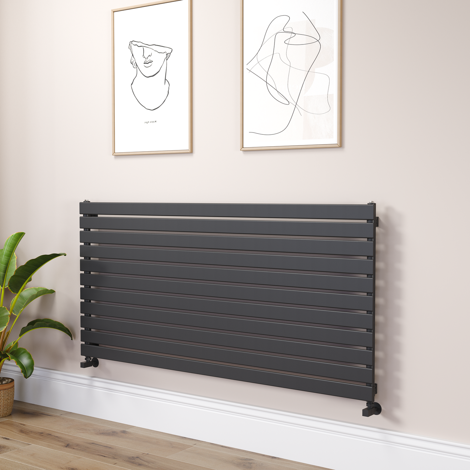 Riace Midnight Black Flat Designer Radiator 770X1600mm Single Panel 4638 Btu