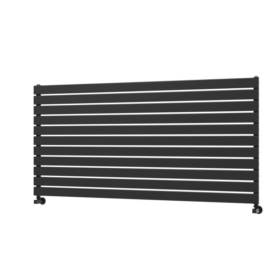Riace Linea Midnight Black Flat Designer Radiator 770x1600mm Single Panel 4638 BTU - Horizontal Bars