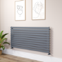 Riace Linea Dark Grey Anthracite Flat Designer Radiator 770x1600mm Single Panel 4638 BTU - Horizontal Bars