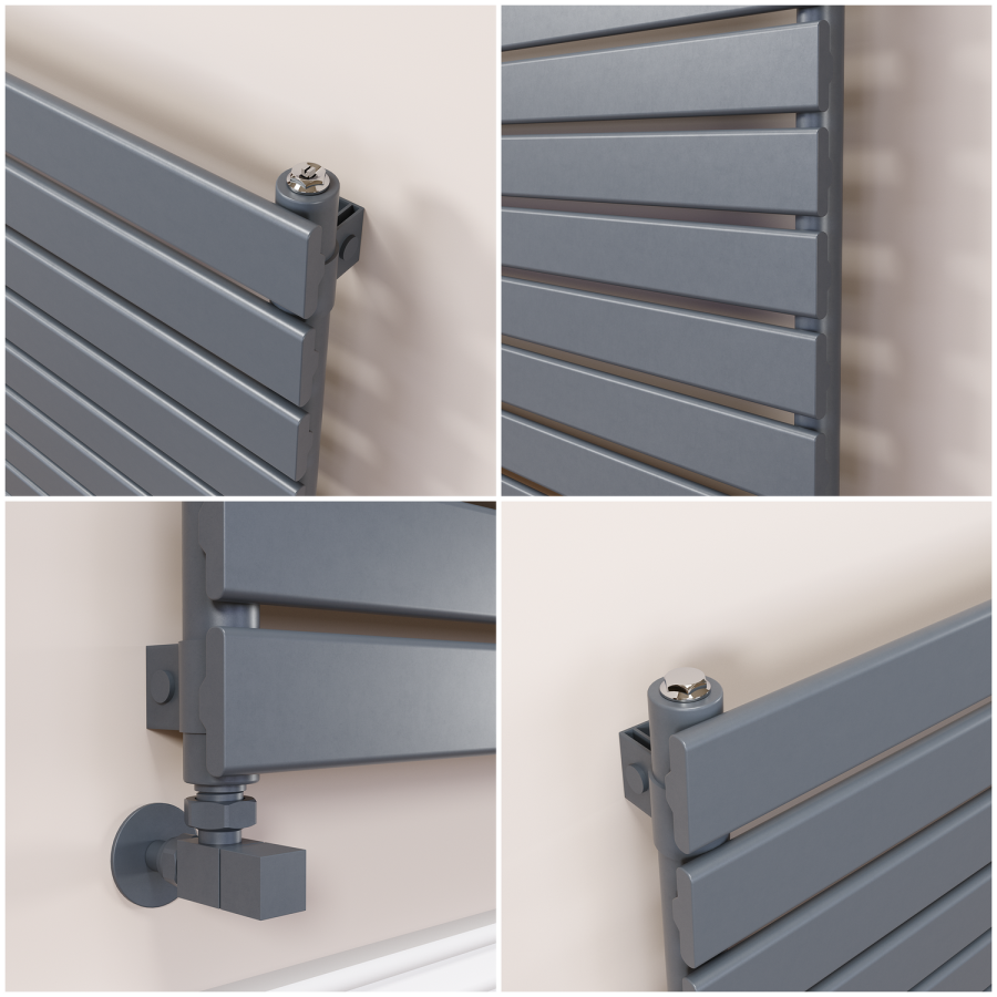 Riace Linea Dark Grey Anthracite Flat Designer Radiator 770x1600mm Single Panel 4638 BTU - Horizontal Bars