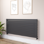 Riace Linea Midnight Black Flat Designer Radiator 770x1800mm Single Panel 5215 BTU - Horizontal Bars