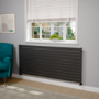 Riace Linea Midnight Black Flat Designer Radiator 770x1800mm Single Panel 5215 BTU - Horizontal Bars