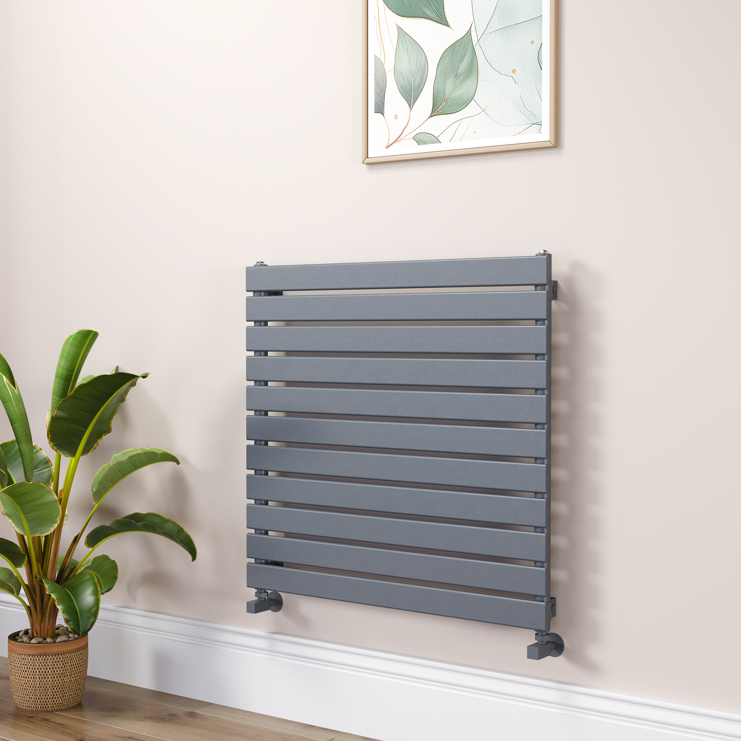 Riace Dark Grey Anthracite Flat Designer Radiator 770X800mm Single Panel 2430 Btu