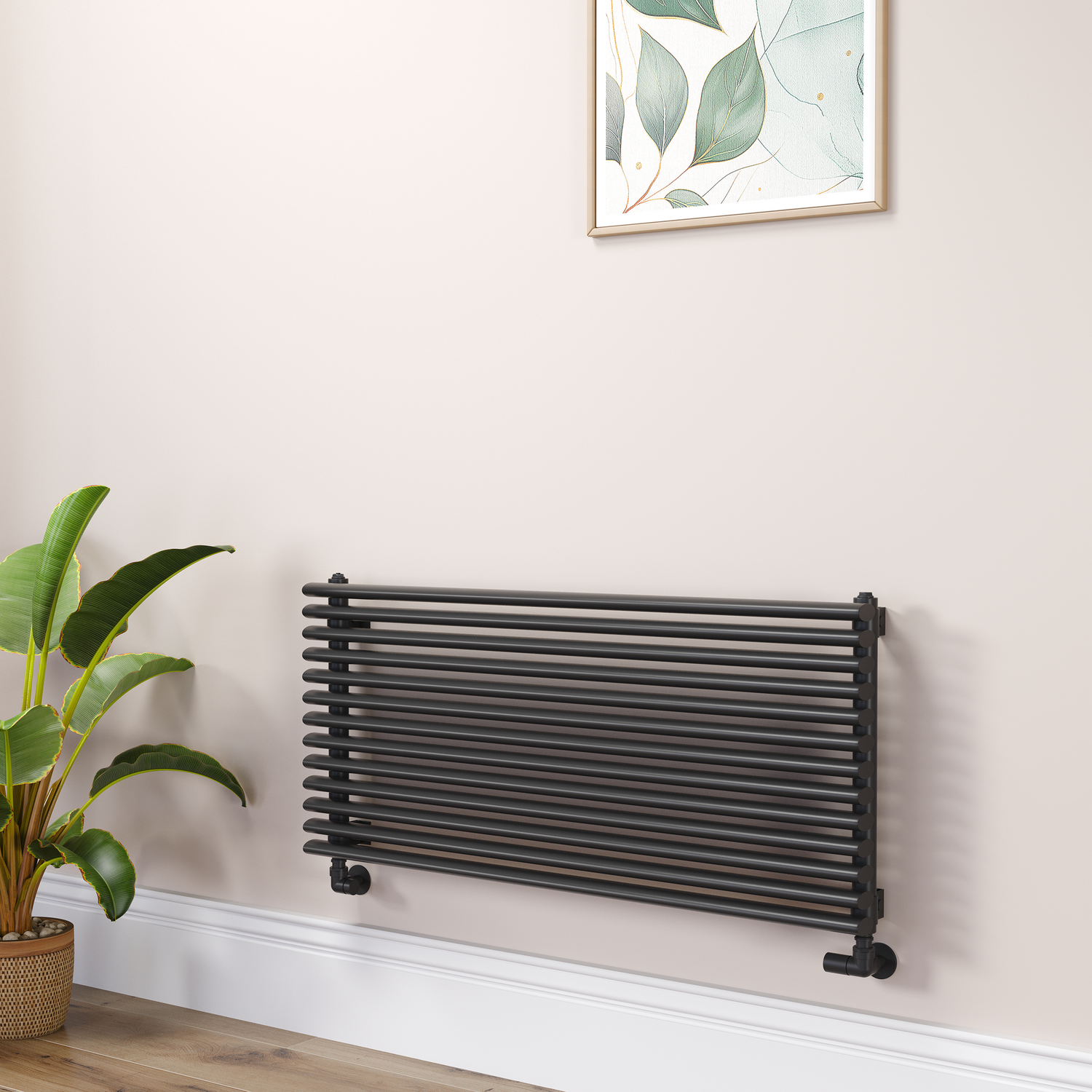 Ventura Midnight Black Oval Unique Designer Radiator 455X1000mm Single Panel 2249 Btu