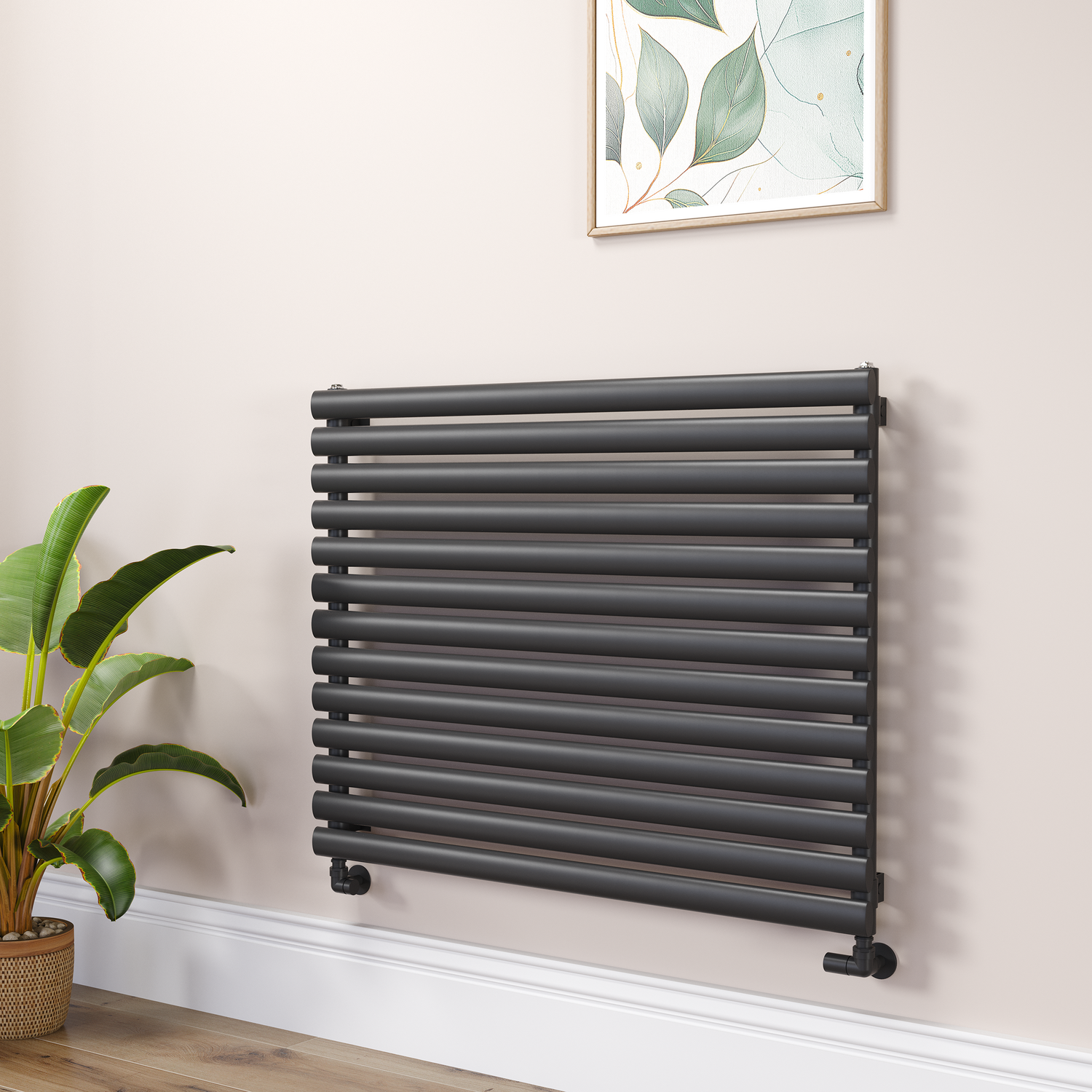 Sorrento Midnight Black Oval Designer Radiator 767X1000mm Single Panel 3147 Btu