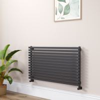 Ravello Midnight Black Square Designer Radiator 585x1000mm Single Panel 2785 BTU