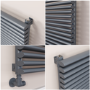 Ventura Dark Grey Anthracite Oval Unique Designer Radiator 455x1000mm Single Panel 2249 BTU