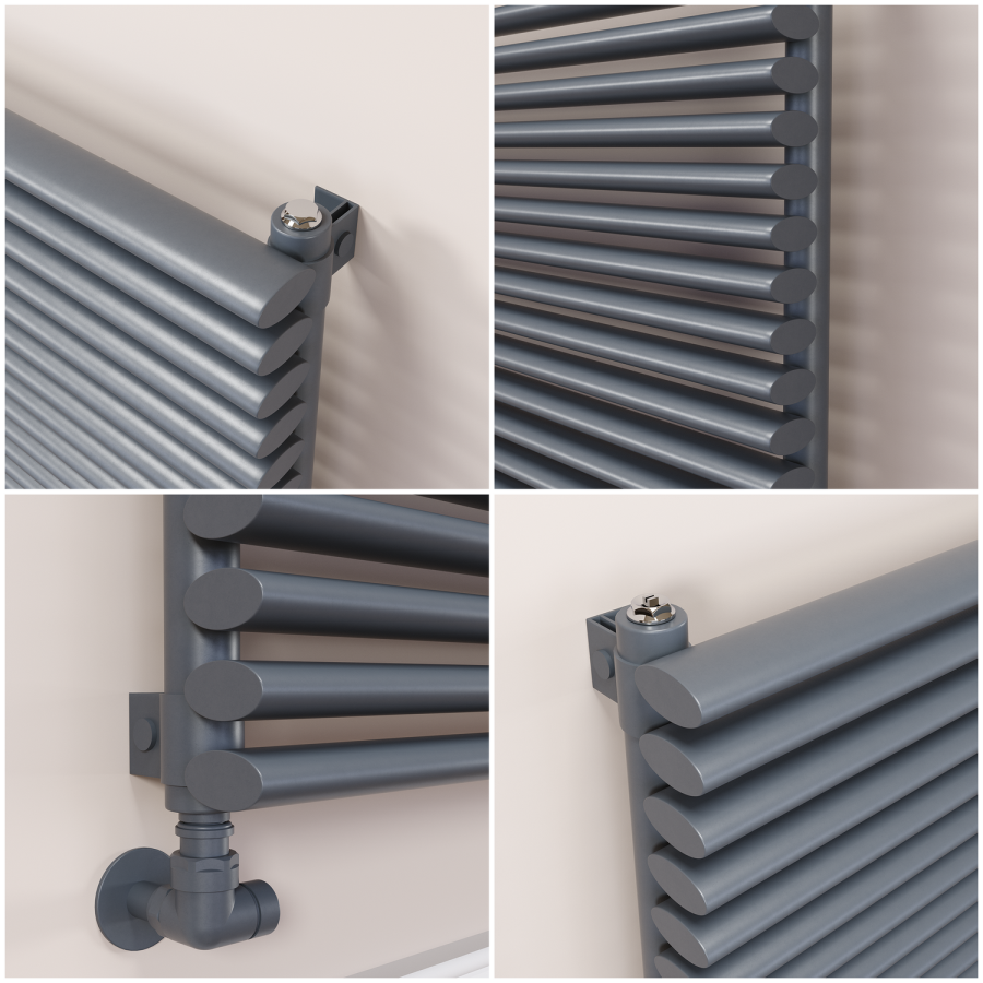 Ventura Dark Grey Anthracite Oval Unique Designer Radiator 455x1000mm Single Panel 2249 BTU