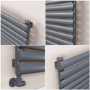 Sorrento Dark Grey Anthracite Oval Designer Radiator 767x1000mm Single Panel 3147 BTU
