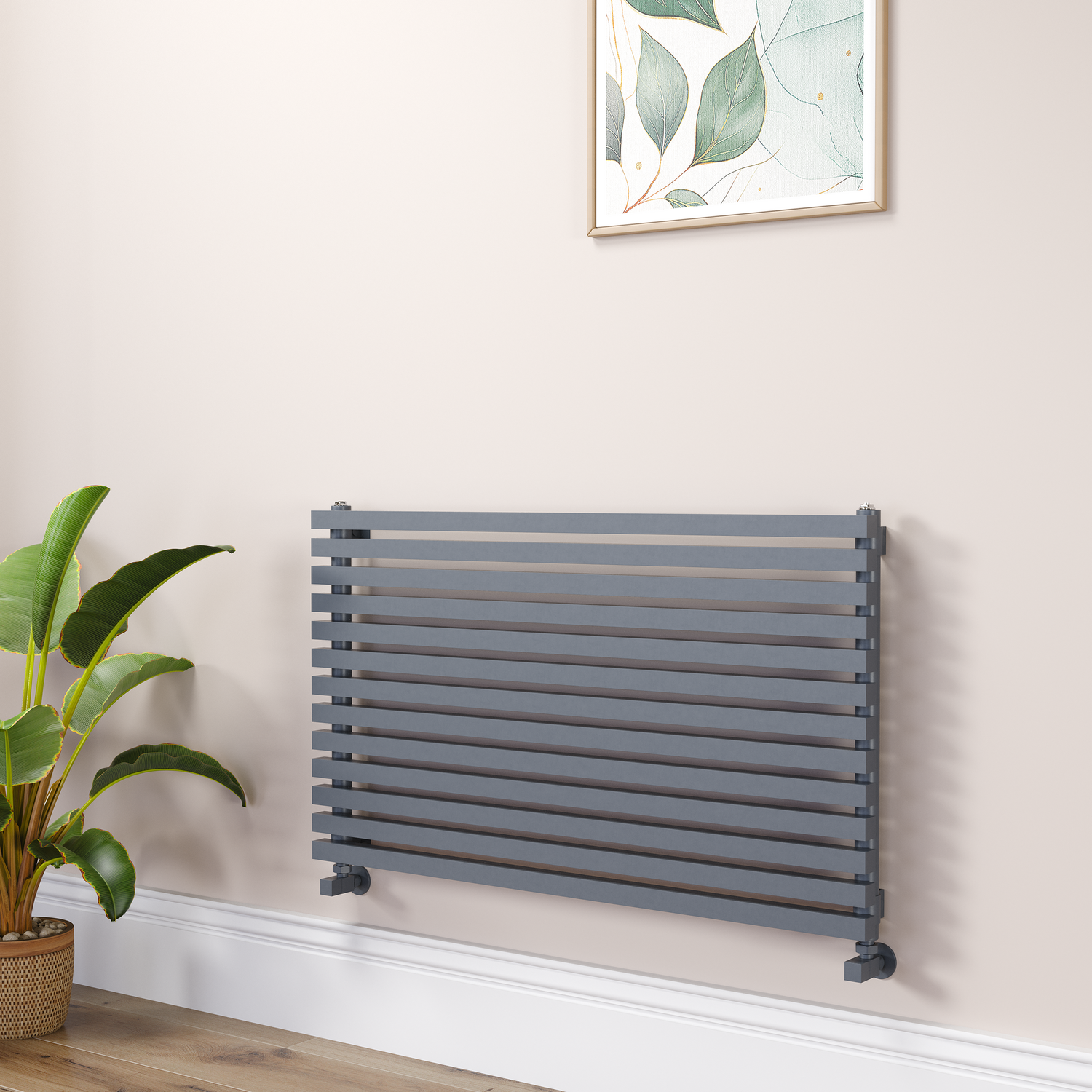 Ravello Dark Grey Anthracite Linea Anthracite Square Designer Radiator 585X1000mm Single Panel 2785 Btu - Horizontal Bars