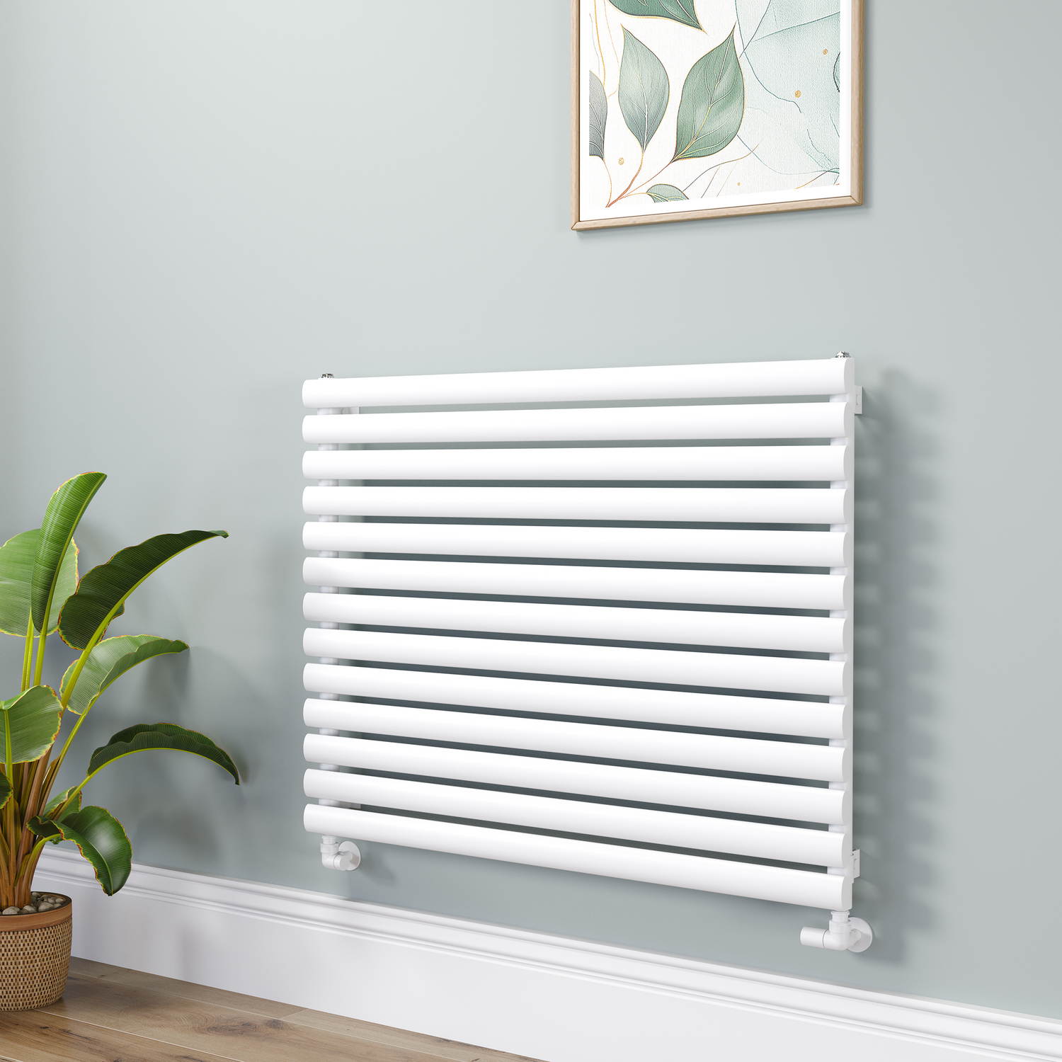 Sorrento White Linea Oval Designer Radiator 767X1000mm Single Panel 3147 Btu - Horizontal Bars