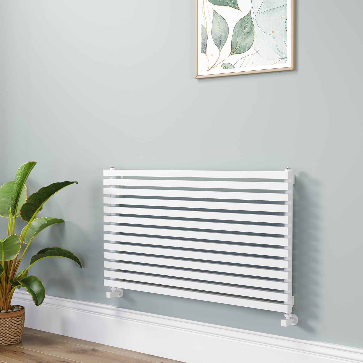 Ravello White Linea Square Designer Radiator 585X1000mm Single Panel 2785 Btu - Horizontal Bars