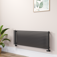 Ventura Midnight Black Oval Unique Designer Radiator 455x1200mm Single Panel 2836 BTU