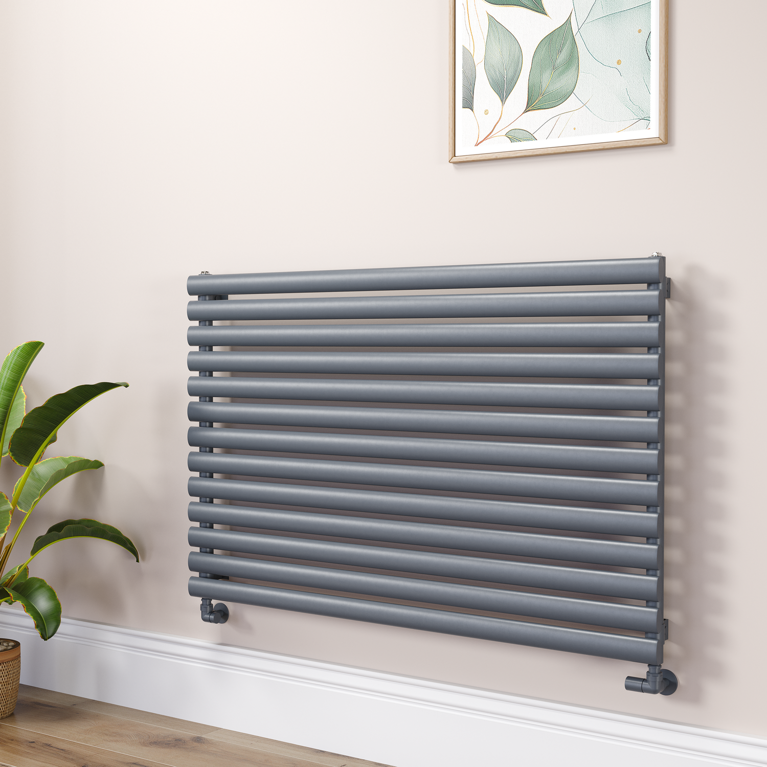 Sorrento Dark Grey Anthracite Oval Designer Radiator 767X1200mm Single Panel 3724 Btu