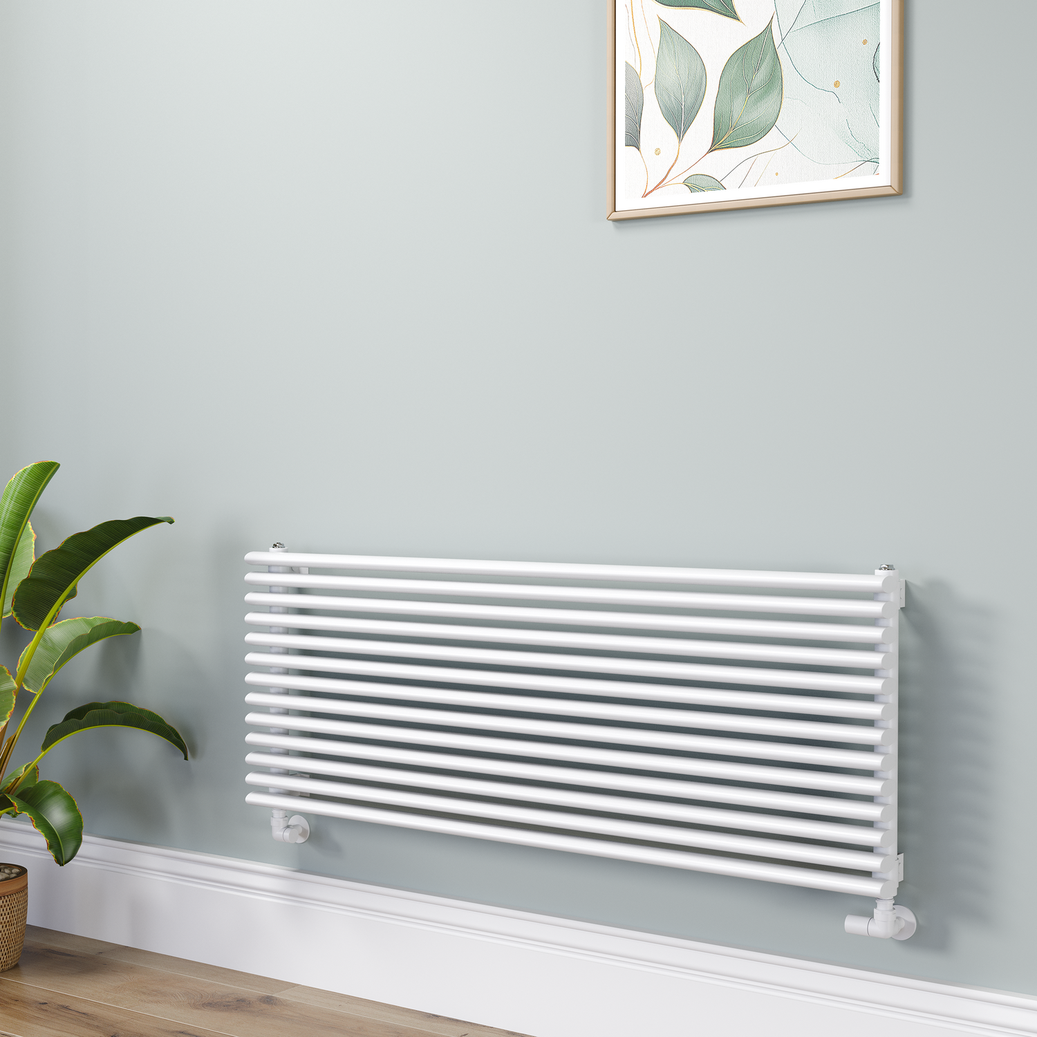 Ventura White Oval Unique Designer Radiator 455X1200mm Single Panel 2836 Btu