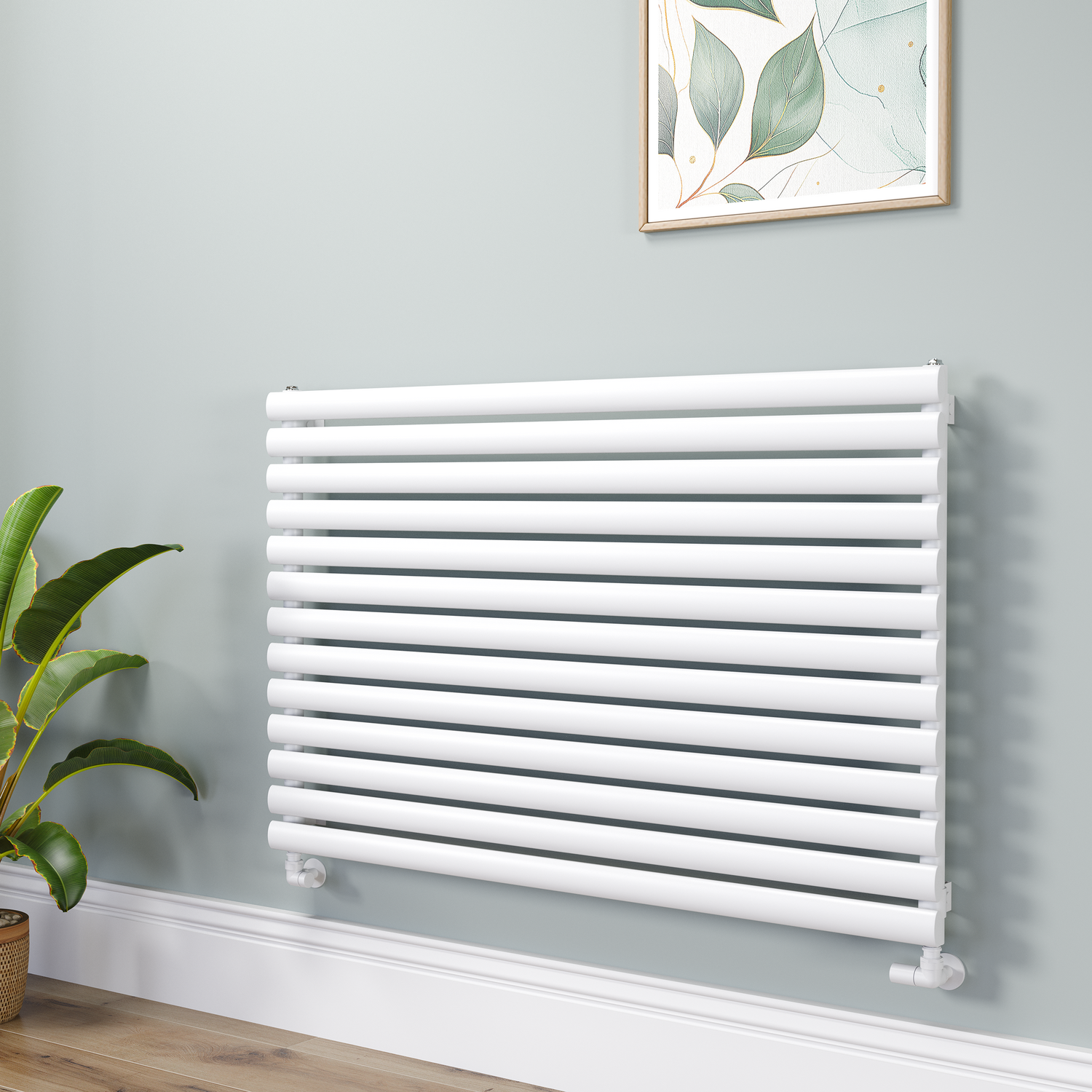 Sorrento White Linea Oval Designer Radiator 767X1200mm Single Panel 3724 Btu - Horizontal Bars
