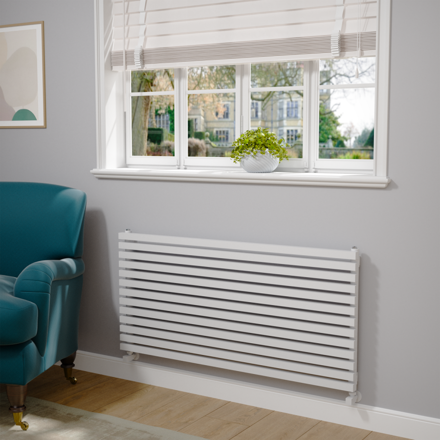 Ravello White Square Designer Radiator 585x1200mm Single Panel 3287 BTU