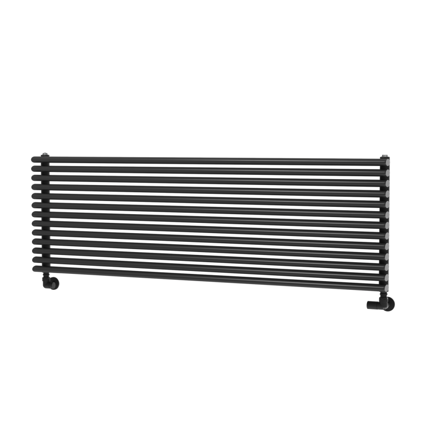 Ventura Midnight Black Oval Unique Designer Radiator 455x1400mm Single Panel 3420 BTU