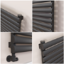 Sorrento Midnight Black Oval Designer Radiator 767x1400mm Single Panel 4311 BTU