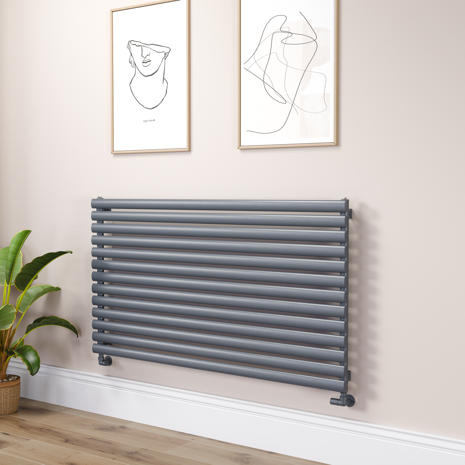 Sorrento Dark Grey Anthracite Oval Designer Radiator 767X1400mm Single Panel 4311 Btu