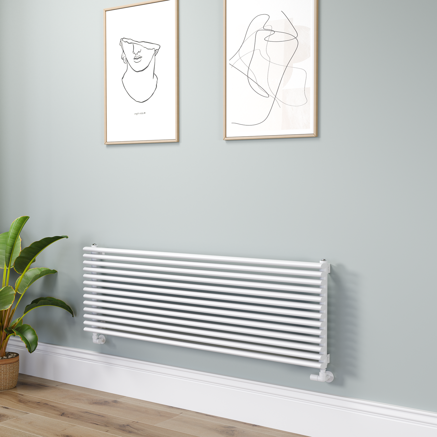 Ventura White Oval Unique Designer Radiator 455X1400mm Single Panel 3420 Btu