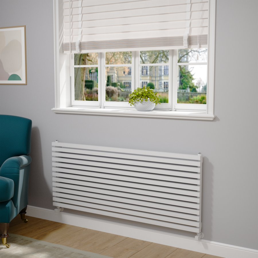 Ravello White Square Designer Radiator 585x1400mm Single Panel 3782 BTU