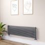 Ventura Dark Grey Anthracite Oval Unique Designer Radiator 455x1600mm Single Panel 4007 BTU