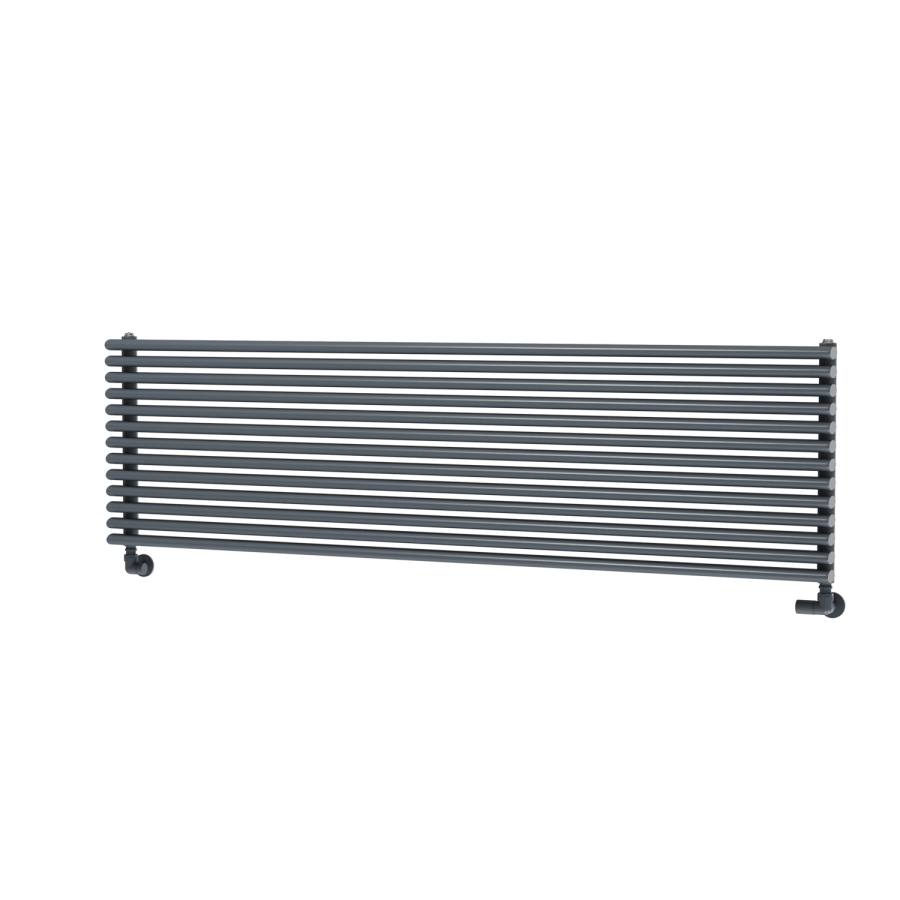 Ventura Dark Grey Anthracite Oval Unique Designer Radiator 455x1600mm Single Panel 4007 BTU